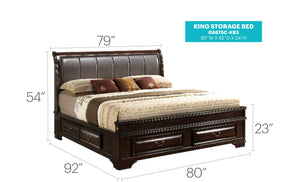 English Elm Lavita G8875C-Kb3 King Storage Bed - Elegant Cappuccino Finish With Faux Leather Headboard Design B078S00500