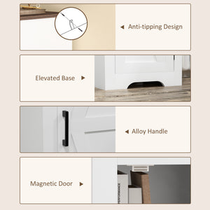 English Elm HOMCOM Farmhouse Barn Door Storage Cabinet with Adjustable Shelves, Anti-Tip Floor Pantry Accent MDF W2225P200919
