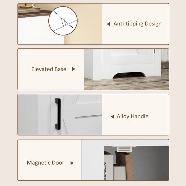 English Elm HOMCOM Farmhouse Barn Door Storage Cabinet with Adjustable Shelves, Anti-Tip Floor Pantry Accent MDF W2225P200919