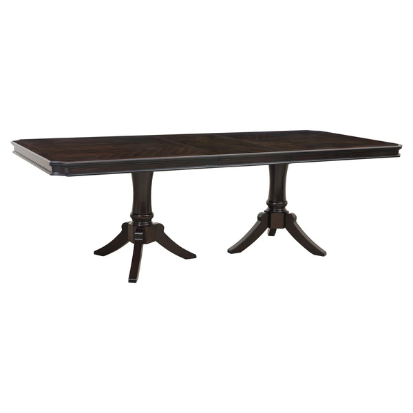 English Elm Double Double Pedestal Marston 96" Extendable Dining Table in Dark Cherry - Clipped Corner Elegant Centerpiece B011S00908