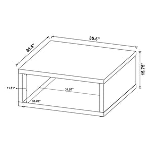 English Elm Square Engineered Wood Coffee Table - Distressed Pine Finish, Rustic Charm & Open Shelving Design B016P380696-GIGA