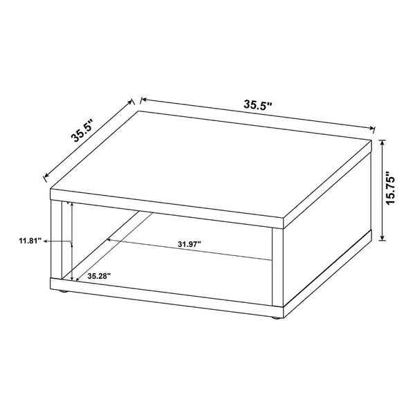 English Elm Square Engineered Wood Coffee Table - Distressed Pine Finish, Rustic Charm & Open Shelving Design B016P380696-GIGA
