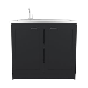 English Elm Montello White Utility Sink with Open Shelves for Laundry Mudroom Workspace B092S00282
