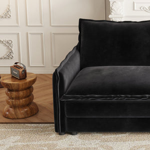 English Elm Corduroy Loveseat Sofa Couch - Plush Upholstered 2-Seat, Deep Comfort With Pillows For Modern Spaces W834S00411