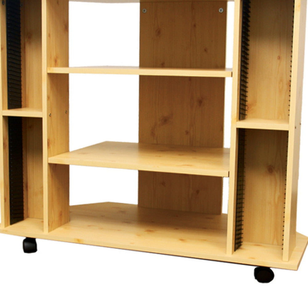 English Elm 35" Wooden TV Stand Natural Finish - 35" x 30" Compact Media Console, 85lb Capacity, Shelves for 3 Components & 52 CDs B072115895