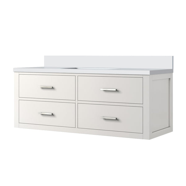 English Elm White Single Bath Vanity 48" W X 22" D With White Quartz Top - Modern Design, Soft-Close & Storage Solution B2731P258019-GIGA