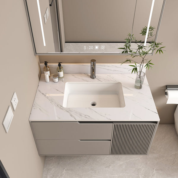 English Elm 37 Inch Marble Vanity Top - Elegant Bianco Carrara With Undermount Sink & 4" Backsplash For Style W2700P194074