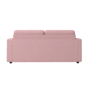 English Elm Sofas for Living Room Chenille Three Seat Couch with Usb Charging Storage and Cup Holder Pink W395S00147