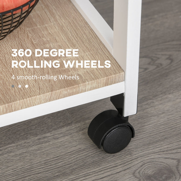 English Elm Homcom Mobile Kitchen Cart - Versatile Rolling Island With Storage, Solid Wood Frame & Wire Baskets W2225P200686