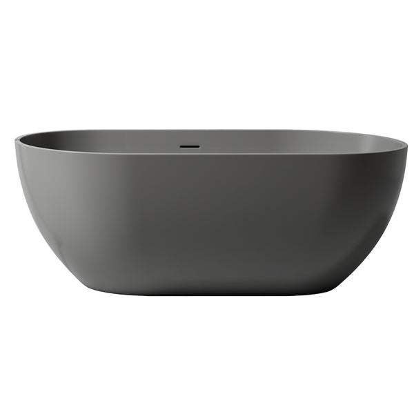 English Elm 59 Inch Freestanding Stone Resin Soaking Tub Sculptural Matte Spa Bath Design T3785P353961