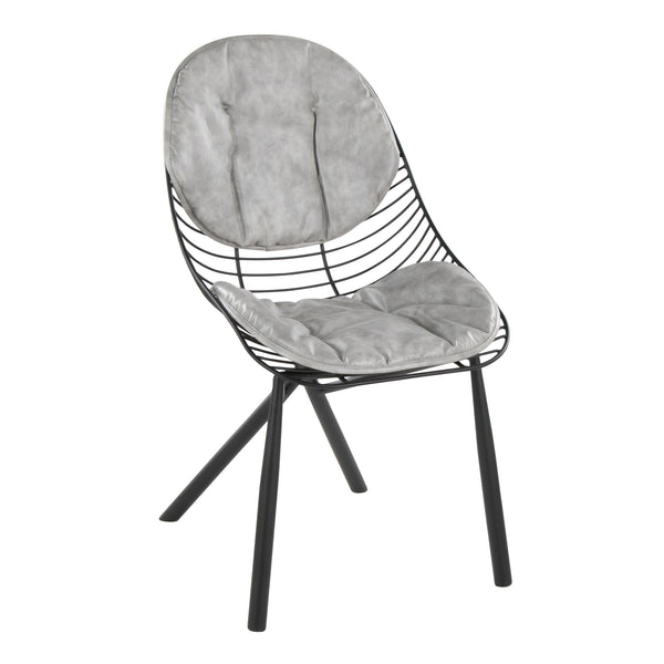 English Elm Chair Set of 2 Industrial Modern Black Metal Frame with Faux Leather Dining Seats B202P471345