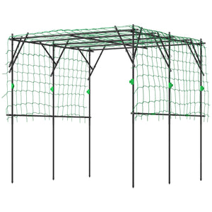English Elm Garden Metal Arch Trellis with Climbing Net for Outdoor Vines and Vegetable Plants T3971P397317