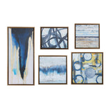 Blue Bliss Modern/Contemporary Abstract 5-piece Gallery Framed Canvas Wall Art Set