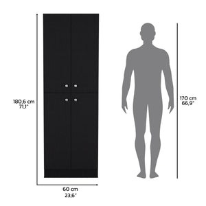 English Elm Kitchen Pantry Tall Cabinet 71" H with 4 Doors and 5 Adjustable Shelves for Organized Storage and Laundry Black 42.91 L x 28.74 W x 5.12 H B097P221376