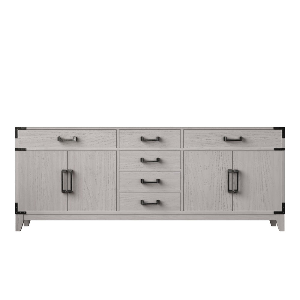 English Elm White Oak Double Bath Vanity - 80" W Fully Assembled With Ample Storage, Soft-Close Drawers & Doors B2731P259943-GIGA