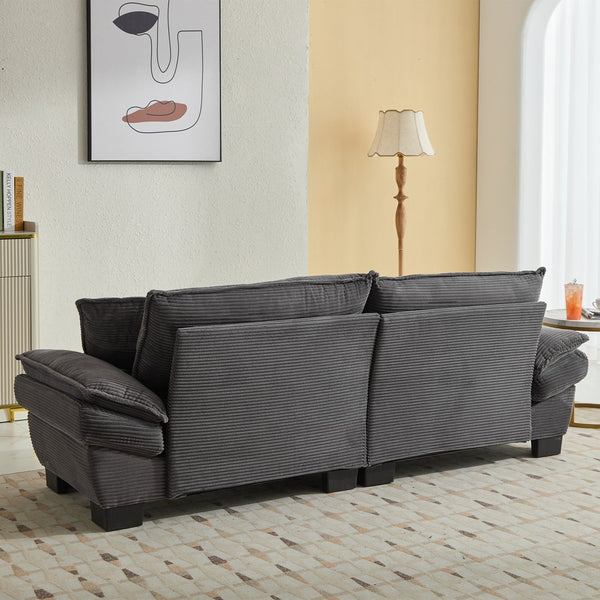 English Elm Corduroy Stylish Sleeper Sofa Loveseat with Dual-Layer Cushions & Two Support Pillows, Sturdy Frame Grey W676P184143