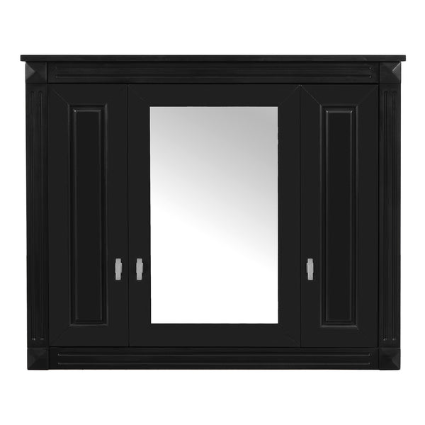 English Elm Bathroom Wall Cabinet with Mirror and 5 Shelves — Wall-Mounted Medicine Cabinet, Modern Storage Solution Black N710P252503B