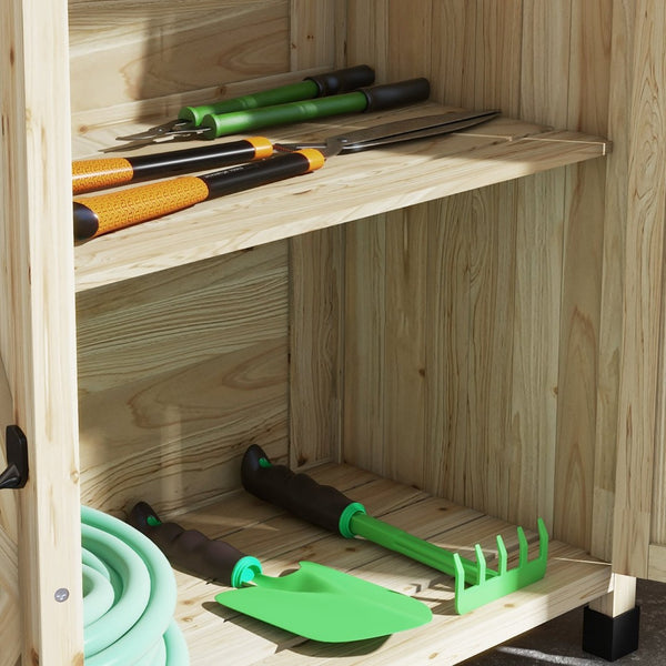 English Elm Outsunny Outdoor Potting Bench - Stylish Wooden Garden Work Table With Storage & Galvanized Top W2225P174489-GIGA