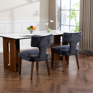 English Elm Mid Mid Century Modern Dining Chairs Set of 2 Upholstered Linen Accent Chairs with Solid Wood Frame, Ergonomic Support and Nailhead Trim Gray W794P335665