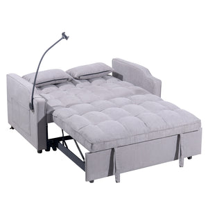 English Elm 1 Suede Futon Sofa Bed with Adjustable Backrest Usb Port and Swivel Phone Stand W3739P434532