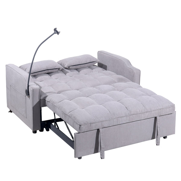 English Elm 1 Suede Futon Sofa Bed with Adjustable Backrest Usb Port and Swivel Phone Stand W3739P434532