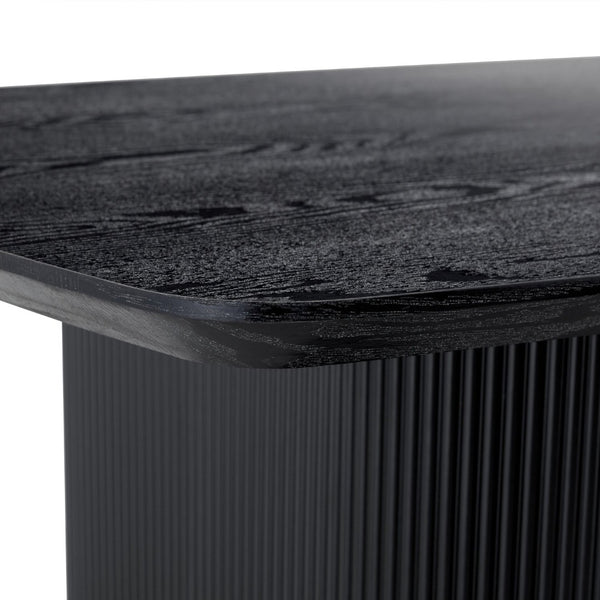 English Elm Table And Chair Set - Modern 67X35.4 Inch Black Wood Grain Mdf Dining Table With 4 Gray Chairs W1151S04157-GIGA