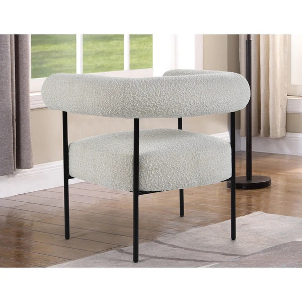 English Elm Soft Boucle Upholstered Accent Chair with Iron Legs for Modern Living Rooms B011P439047
