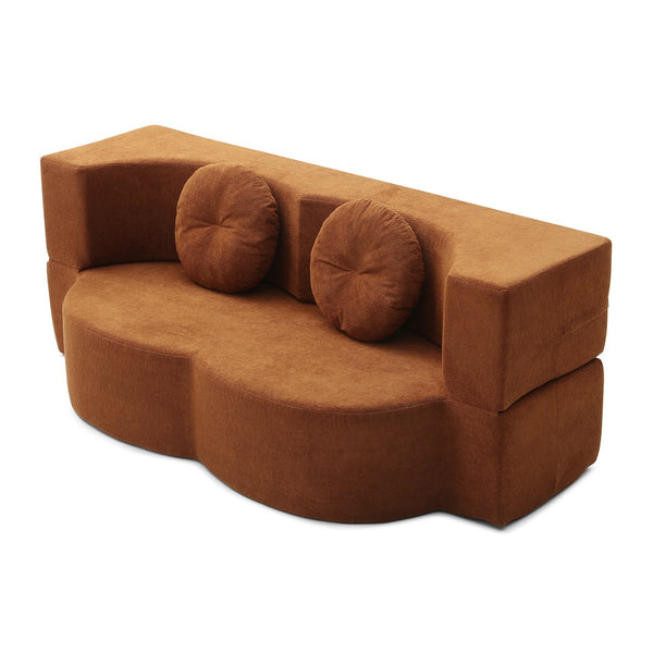 English Elm 2-in-1 Folding Floor Sofa Foam Sleeper Twin Futon Couch for Compact Living Spaces Orange W1117P419838