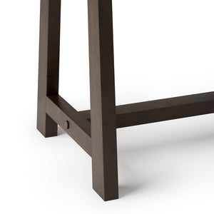 English Elm Sawhorse Handcrafted Bedside Table in Dark Chestnut Brown – Solid Wood, Drawer, Industrial Retro Design B136P159583