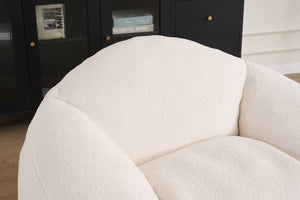 English Elm Foam Memory Foam Bean Bag Chair with Plush Chenille Cover, Large 42" Round Comfortable Lounger White W2915P283421