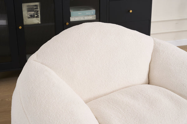 English Elm Foam Memory Foam Bean Bag Chair with Plush Chenille Cover, Large 42" Round Comfortable Lounger White W2915P283421