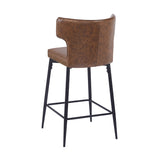 Christopher Knight Home® - Noble House - - 28Inch Counter Height Bar Stools Set Of 2, Modern Bar Upholstered Chairs With Pu Leather, Metal Footrest And Frame For Kitchen Island, Bar Table, Dining Room, Brown