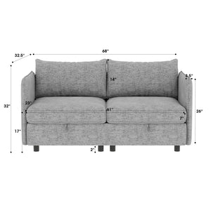 English Elm Love Seat Couches: Stylish Mid-Century Modern 2-Seater Sofa With Hidden Storage For Small Spaces W680S00027