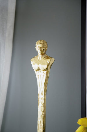 English Elm 5.5X5.5X32" Elegant Gold Roman Statue On White Marble Base - Timeless Decor For Modern Spaces W2078P172357