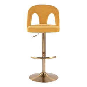 English Elm Adjustable Swivel Barstools Set of 2 White Fabric Padded Seats Chrome Base Yellow B202S01951