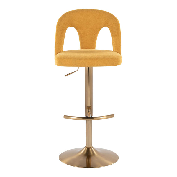 English Elm Adjustable Swivel Barstools Set of 2 White Fabric Padded Seats Chrome Base Yellow B202S01951