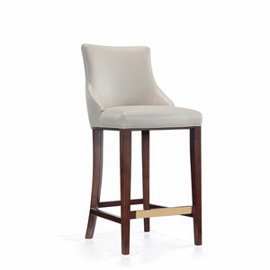 English Elm Shubert Solid Beech Wood Upholstered Barstool with Gold Footplate, Commercial Grade, 29" Seat Height LIGHT GREY B365P397938