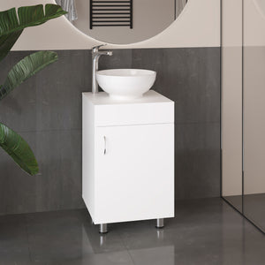 English Elm Bathroom Sleek Single-Door Vanity with Integrated Sink — Modern Minimalist Engineered Wood Storage, Durable & Eco-Friendly White 28.35 L x 22.44 W x 11.42 H B097P296877