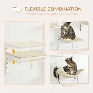 English Elm Pawhut 6 Piece Wall Mounted Cat Climbing Set with Plush Hammock and Grip Platforms W2225P217051
