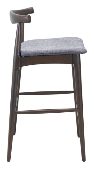 Zuo Modern Tuzka Barstool Set Of 2 - Chic Gray & Espresso Design For Modern Homes, Stylish & Durable Seating Gray 100% Polyester,Rubberwood 110515-zuo-modern