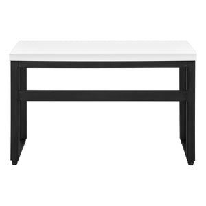 English Elm Computer Desk - Adjustable Standing Workstation, Modern White Laminate & Black Metal, Space-Saving Design B2710P219896
