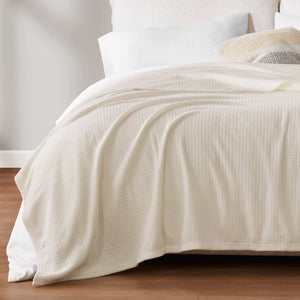 JLA Home True North by Sleep Philosophy - Blanket — Ultra-Soft Microfleece Throw with Subtle Grid, Anti-Pilling, OEKO-TEX Certified Comfort Taupe TN51-0545