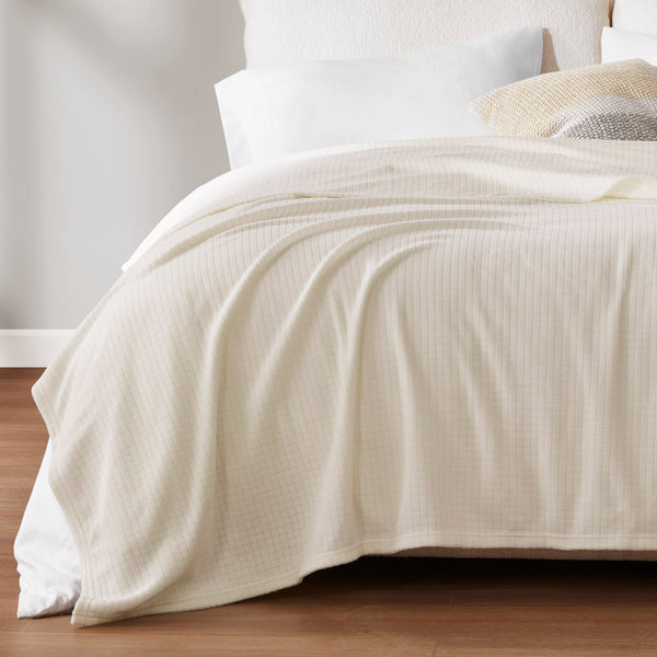 JLA Home True North by Sleep Philosophy - Blanket — Ultra-Soft Microfleece Throw with Subtle Grid, Anti-Pilling, OEKO-TEX Certified Comfort Taupe TN51-0545