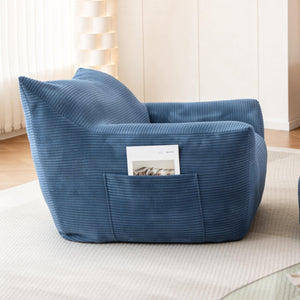English Elm Bean Bag Chair with Armrests Shredded Foam Fill Oversized Lounge Seat for Adults Blue W5385P433246