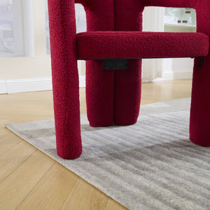 English Elm Contemporary Velvet Upholstered Barrel Accent Chair with Curved Support, Foam Seat, Steel Frame Finish Red W395P224755