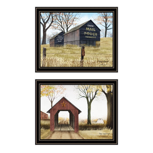 English Elm Trendy Decor 4u Billy Jacobs Pastoral Barn Bridge Black Framed Canvas Wall Art Set B067P254096