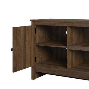 English Elm Tv Stand for 65 Inch Screens with Open Shelves Cabinets and Wire Management B2733P436849