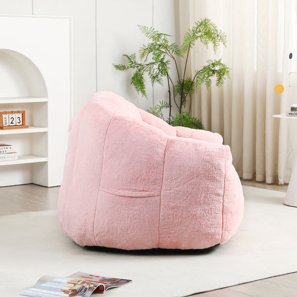English Elm Bean Bag Chair - Plush Faux-Fur Sofa With Armrests, High-Density Foam For Cozy Living Room Comfort W2200P313809