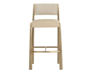Sunpan BAYARD Barstool - Antique Brass Base with Napa Beige & Santa Cruz Oatmeal Upholstery for Luxe Seating 112689