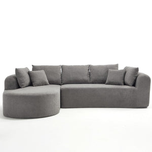 English Elm 109 Cloud Sectional Couch with L-Shape Chaise, Chenille Modular Sofa Bed, Memory Foam Comfort and Easy Setup LIGHT GREY W1249S00004